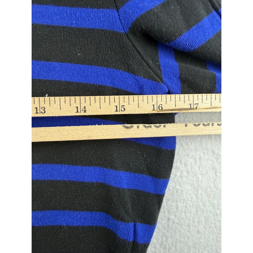 Lauren Ralph Lauren Womens Striped Long Sleeve Top Blue Black Logo Pocket M - Picture 4 of 6